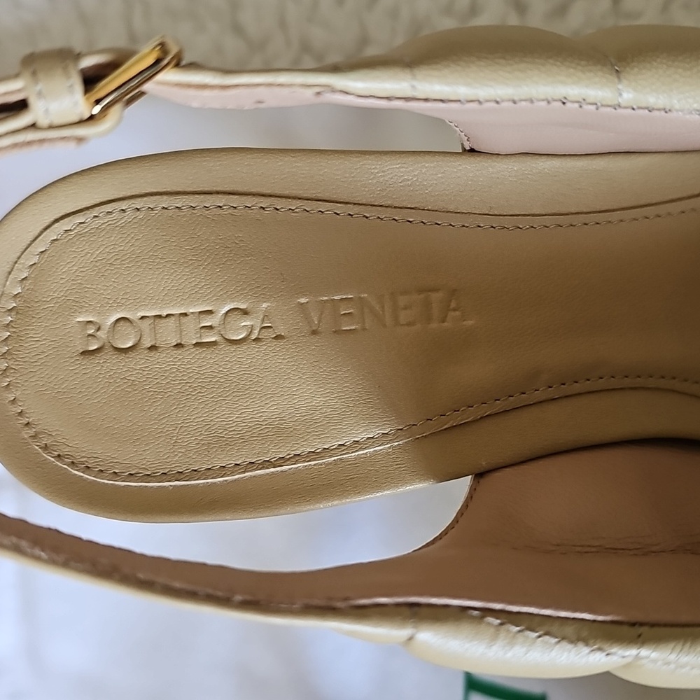 Bottega Veneta Beige Quilted Slingback Heels, Size 36.5/US 6.5 - Picture 3 of 6